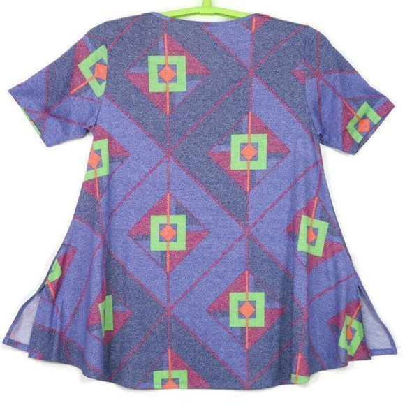 LuLaRoe Perfect T Tee T-Shirt Shirt Tunic Blue Pink Green M Medium - Picture 2 of 12
